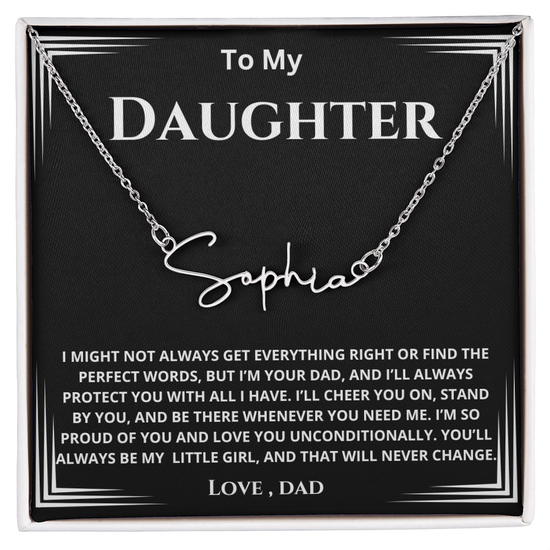 To My Daughter - My Little Girl - Personalised Necklace(Signature Style)