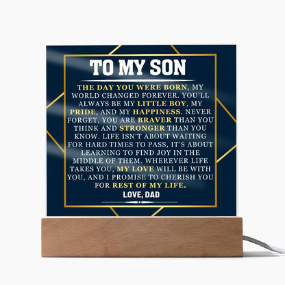 Personalised Acrylic Gift for Son - Inspiring Message from Dad