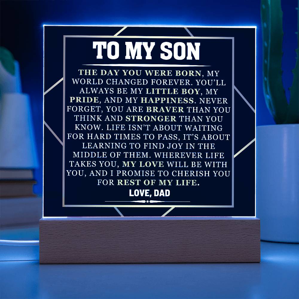 Personalised Acrylic Gift for Son - Inspiring Message from Dad