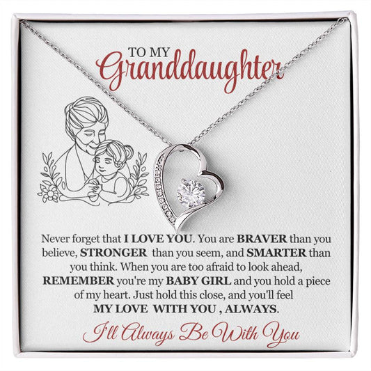 To My Granddaughter - Braver, Stronger and Smarter - Forever Love Necklace