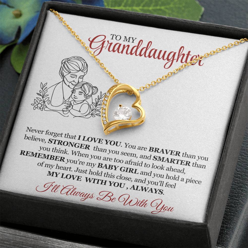 To My Granddaughter - Braver, Stronger and Smarter - Forever Love Necklace