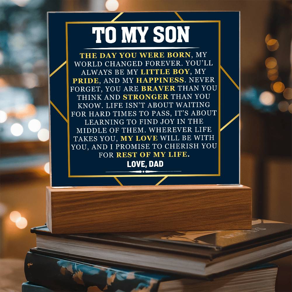 Personalised Acrylic Gift for Son - Inspiring Message from Dad