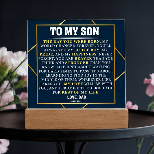 Personalised Acrylic Gift for Son - Inspiring Message from Dad